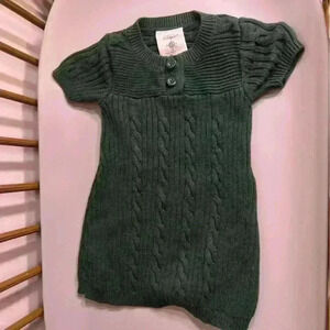 100% cotton vintage Babygirl short-sleeve holiday cable-knit green sweater-dress